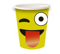 AEX | 7oz | 30pcs | Premium Quality | Disposable | Heavy-Duty | Eco-Friendly | Offices | Events | Hot & Cold Drinks | Party Supplies | Tableware | Happy birthday Emoji Wink face with Tongue Paper Cups