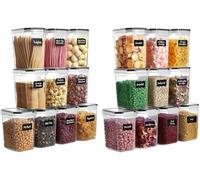AEX Airtight Food Storage Containers with Lids - Set of 20 BPA-free Plastic Food Containers with Lids for Kitchen Pantry Organisation - Stackable Airtight Containers for Flour, Sugar, Dry Food Jars