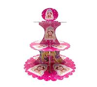 AEX Cardboard Cupcake Stand - 3 Tier Dessert Display for Muffins, Pastries, and Treats - Lightweight & Reusable, Disney Princess 4