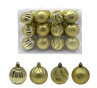 AEX Christmas Tree Decorations Baubles Ornaments Indoor Outdoor Shatterproof Balls Hanging Decorations Christmas Tree Colored Baubles (24X Golden 6cm)