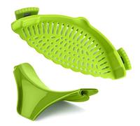 AEX Clip-on Strainer Silicone Colander - Multifunction Cooking Strainer for Vegetable, Noodles, Bowl - Home Kitchen Gadgets with Soup Funnel for Pan - Essential Kitchen Tools & Gadgets - Green