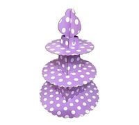 AEX Cupcake Stand Cardboard 3 Tier Cake Stand For Afternoon Tea Stand Fruit Desserts Display Tower Round Cupcake Holder For Birthday Party, Wedding, Anniversary, Baby Shower | Polka Dot Purple