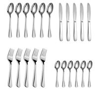 AEX Cutlery Set Stainless Steel Flatware Set Camping Cutlery Set - Mirror Polished Silverware with Spoon Knife and Fork Dishwasher Safe 22 Pieces
