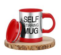 AEX Electric Self Stirring Mug with Lid 450ML, Battery-Powered Coffee Mixer Cup for Effortless Drinks, Durable Travel Coffee Cup with Handle, Portable Hot Chocolate Mug with Leak-Resistant Lid (Red)