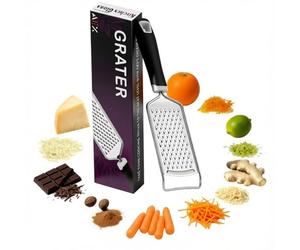 AEX Handheld Cheese Grater Lemon Zester Stainless Steel Fine Micro Hand Grater with Non Slip Handle Mini Grater for Hard Cheese Ginger Chocolate Citrus Garlic Nutmeg and Kitchen Food Prep