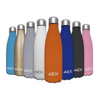AEX Insulated Double Wall Vacuum Stainless Steel Flask | Leak Proof Hot & Cold Sports Flask | Reusable Matt Orange 500ml