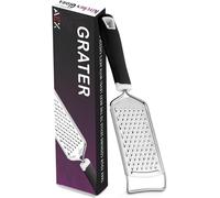 AEX Kitchen Cheese Grater & Lemon Zester | Premium Stainless Steel Handheld Grater with Non-Slip Handle for Zesting Lemon, Orange, Citrus, Garlic, Ginger, Nuts, Chocolate, Parmesan, and Vegetables