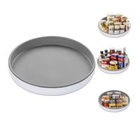 AEX Lazy Susan Turntable Cupboard Organiser - 360° Rotating Multi-functional Spice Rack for Kitchen Storage and Organisation - Non-Slip Storage Rack for Pantry, Cabinet, Dining Table & Fridge - Grey
