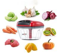 Aex Manual Food Processor 250Ml Pull String Vegetable Chopper Garlic Cutter Mini Handheld Kitchen Tool In Persian Red