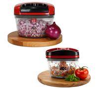 Aex Manual Multi Function Food Chopper With Lid And Handle 550Ml 250Ml Persian Red