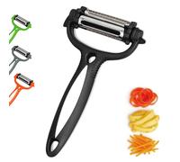 AEX Multifunction Potato Peeler 3 in 1 - Black Vegetable Peeler for Carrot | Interchangeable Blades; Non-Slip Grip; Stainless Steel; Dishwasher Safe