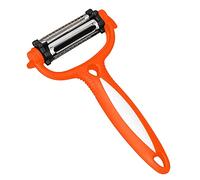 AEX Multifunction Potato Peeler - 3 in 1 Blades Vegetable Peelers for Kitchen | Non-Slip Julienne Slicer for Carrot, Apple, Salads, Stir-Fries, Garnishes - Durable Stainless Steel Veg Peeler (Orange)