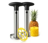 AEX Pineapple Cutter Slicer and Corer - Good Grip Pineapple Corer with Plastic Grip Wedger, Kitchen Tools and Gadgets (Black) (19 x 9 x 9 Cm - Pack of 2)