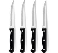 AEX Set of 4 Stainless Steel Steak Knives, Serrated Dinner Kitchen Knives