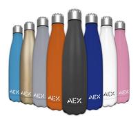 AEX Stainless Steel 1000ml Vacuum Flask | Double Walled Thermal Bottle for Hot & Cold Drinks | Reusable Sports & Office Drink Bottle - Black Matt