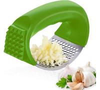 Aex Stainless Steel Garlic Crusher Mincer Chopper Press Rocker With Bottle Opener Ergonomic Handle Dishwasher Safe Green