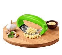 AEX Stainless Steel Garlic Crusher Rocker & Mincer with Bottle Opener Green | Heavy-duty stainless steel, one-piece construction, smooth surface, compact 10 x 7cm size, durable everyday kitchen tool