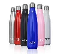 AEX Stainless Steel Water Bottle | 1000ml Blue Glossy | Double Walled Vacuum Flask | Keeps Cold 24hrs, Hot 12hrs