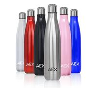 AEX Stainless Steel Water Bottle | Double Walled Vacuum Flask | Hot Office Drink Water Bottle | Cold Sports Drink Bottle | Reusable Water Bottle | 1000ml Silver Glossy Bottle