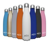 AEX Stainless Steel Water Bottle | Double Walled Vacuum Flask Water Bottle | Hot Office Drink Water Bottle | Cold Sports Drink Water Bottle | Reusable Water Bottle | 1000ml White Matt Water Bottle