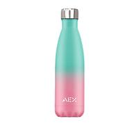 AEX Stainless Steel Water Bottle Double Walled Vacuum Insulated Water Bottle flasks for hot and Cold Drinks Thermal Water Bottles 1000ml (Green_Pink)