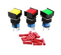 Aexit 3Pcs DC 24V Red Green Yellow Indicator Light 5Pins 16mm Panel Mount SPDT Latching Square Pushbutton Switch + 15pcs Crimp Connectors (468b76117e754cb21324d87596dd2625)