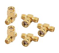 Aexit 5Pcs Gold Tone Straight SMA Female to Double SMA Male RF Coax Tee Connector (d84271c180ed869ef82ceeebab1cc166)