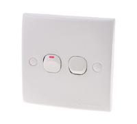 Aexit White Square Plastic Two Gang On-Off Push Button Type Wall Switch Plate (b3ce9522104e5eabf8d210c20229e9d5)