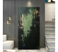 AEXOIO Abstract Oil Painting - Deep Green and Golden Space Theme Art, Modern Minimalist Wall Decor for Living Room, Bedroom(60x128cm/24x50in/Unframed)