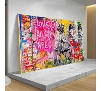 AEXOIO Banksy Graffiti Pop Art Love Is All We Need Poster Print Canvas Painting Abstract Canvas Wall Art for Living Room(80x170cm/31x67in/Unframed)