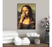 AEXOIO Mona Lisa Bathroom Wall Art Poster Prints Toilet Humor Funny Davinci Inspired Bathroom Vintage Bad Canvas Painting Decor(30x42cm/12x17in/Unframed)