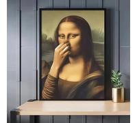 AEXOIO Mona Lisa Bathroom Wall Art Poster Prints Toilet Humor Funny Davinci Inspired Bathroom Vintage Bad Canvas Painting Decor(85x120cm/33x47in/Unframed)