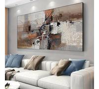 AEXOIO Oversized Abstract Geometric Oil Painting - Modern Frameless Contemporary Wall Art,Canvas Wall Art for Bedroom 75x180cm/30x71in