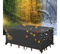 AEXOIO Square/Rectangular Outdoor Furniture Cover 55x55x55cm/L x W x H Garden Furniture Covers waterproof for Outside,Rattan Patio Sofa Cover for Table and Chair Set,Windproof with Buckle Strap