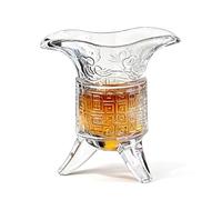 Aexpath Lead Free Crystal Wine Glasses, Ancient Chinese Jue Glass, Embossed Pattern, Multifunctional Drinking Cup, 120ml, Clear
