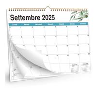 AEYAKA Calendar 2025 2026 Wall Calendar, 21 cm x 30 cm, A4 Planner 16 Months September 2025 - December 2026, Monthly Hanging with Holiday Overview, Italian