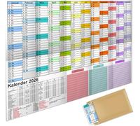 AEYAKA Year Planner 2026 Wall Calendar Large A1 Planner Annual Calendar Poster Calendar Wall Planner 57 cm x 87 cm German with Holiday Overview Calendar Weeks Folded Calendar