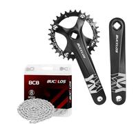 AEYINO 104 BCD 30T Black MTB Single Speed 170mm Square Taper Crankset & 8 Speed Bike Chain 116 Links Quick Link for Road E-Bike MTB