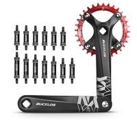 AEYINO 104 BCD 32T Red Mountain Bike Single Speed Crankset 170mm Square Taper & Bottom Bracket 68×113mm BSA Narrow Wide Teeth Round Chainring Crank Arm Set for MTB BMX Road Fat Bike