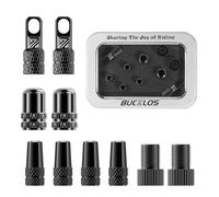 AEYINO 10Pcs Bike Tire Valve Stem Cap Set, Tyre Valve Caps | Including Presta and Schrader Valve, Pump Adapters, Valve Core Remover Tool for MTB, Road Bikes, All Bicycles,Fit Most Rims