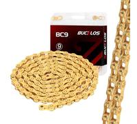 AEYINO 9 Speed Bike Chain,Bicycle Chain for Road Bike/E-Bike/Mountain Bike/MTB 1/2 x 11/128 Inch 116 Links with Quick Link,Compatible with SHIMANO/SRAM/CAMPAGNOLO/KMC,Silver/Gold