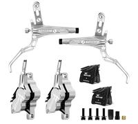 AEYINO Hydraulic Disc Brake Set 4 Pistons Left Front 850 Right Rear 1550 | Hydraulic Brakes with Lever with Caliper Ceramic Brake Pad Fit Mountain Bike Suitable for mountain roads and gravel tracks
