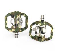 AEYINO Mountain Bike for SPD Pedals Clip in SPD Flat Combo Dual Sided Pedals, Compatible with Shimano SPD MTB/Road Bike Clipless for Indoor Cycling and Urban Riding（Camouflage）