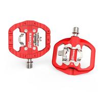 AEYINO Mountain Bikefor SPD Pedals Clip in SPD Flat Combo Dual Sided Pedals, Compatible with Shimano SPD MTB/Road Bike Clipless for Indoor Cycling and Urban Riding（Red）