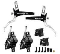 AEYINO MTB Hydraulic Disc Brake Set 4 Pistons Front 850mm and Rear 1550mm Hydraulic Brakes with Aluminum Alloy Lever with Caliper Ceramic Brake Pad Fit Mountain Bike,Ebike (Black)