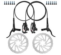 AEYINO MTB Hydraulic Disc Brake Set, Front 800mm Rear 1500mm Aluminum Alloy Brakes Kit, 2 Piston Calipers with IS/PM Universal Adapter / 160mm Rotor, for Mountain Bike, Folding Bike, Fat Bike