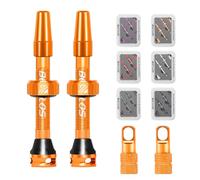 AEYINO Presta Valve Tubeless Stem 44 mm, Valve Stem Kit with Valve Core Removal Tool for Road Bike/Mountain Bike/MTB, Fit Most Bicycle Rims, Super Light Durable Aluminum Stem Orange