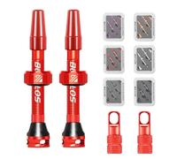 AEYINO Presta Valve Tubeless Stem 44 mm, Valve Stem Kit with Valve Core Removal Tool for Road Bike/Mountain Bike/MTB, Fit Most Bicycle Rims, Super Light Durable Aluminum Stem Red