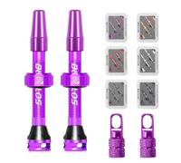 AEYINO Presta Valve Tubeless Stem 44 mm, Valve Stem Kit with Valve Core Removal Tool for Road Bike/Mountain Bike/MTB, Fit Most Bicycle Rims, Super Light Durable Aluminum Stem Purple