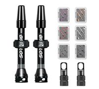 AEYINO Presta Valve Tubeless Stem 44 mm, Valve Stem Kit with Valve Core Removal Tool for Road Bike/Mountain Bike/MTB, Fit Most Bicycle Rims, Super Light Durable Aluminum Stem Black